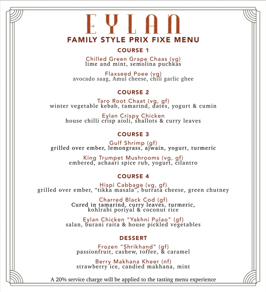 PRIX FIXE MENU