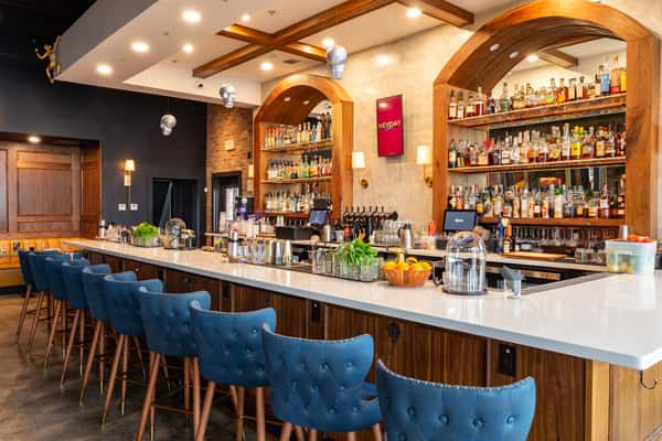 angled shot of the bar