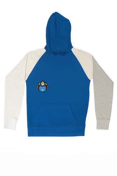 Hoodie Royal w/ White & Grey Sleeves