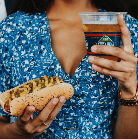 chicago dog and beer