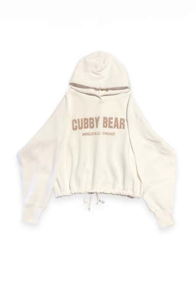 Cropped Women's Cream Hoodie w/ Tan Letters