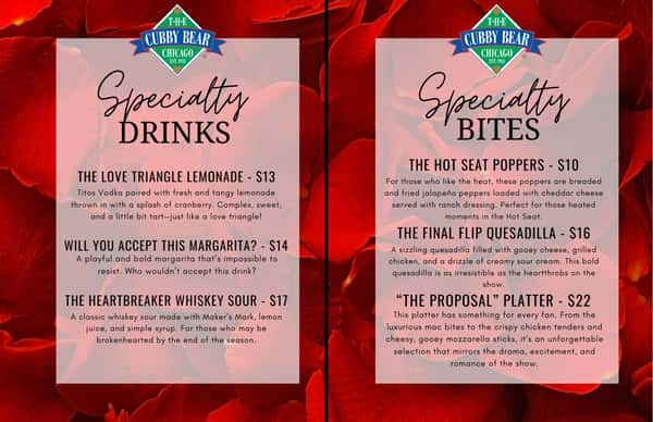 bachelor food/drinks