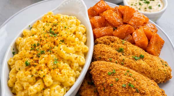 Creamy mac and cheese with Southern comfort food sides at DSquared in St. Louis