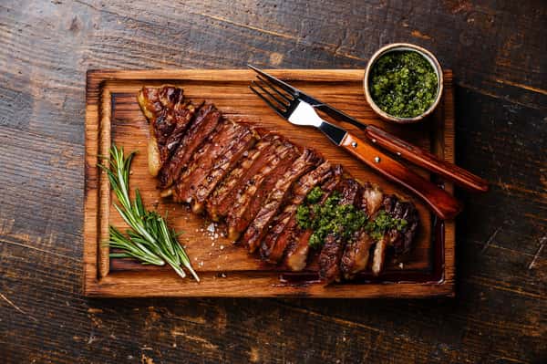 sliced steak