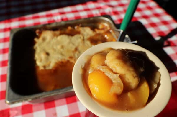Freshly made peach cobbler