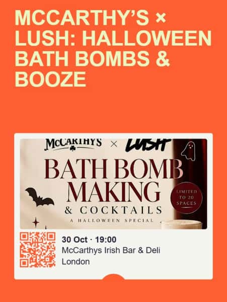 Halloween Fun 🎃👻 with Lush
#Halloween #halloween2026 #lush @lush #bathbombs
https://www.eventbrite.co.uk/e/mccarthys-lush-halloween-bath-bombs-booze-tickets-2003372634479?aff=oddtdtcreator