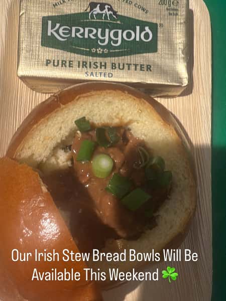 Delicious Homemade Irish Stew In A Brioche Filled Bread Bowl, Easy To Eat On The Go☘️ Hearty & Healthy …. With @kerrygoldirl @kerrygold_uk