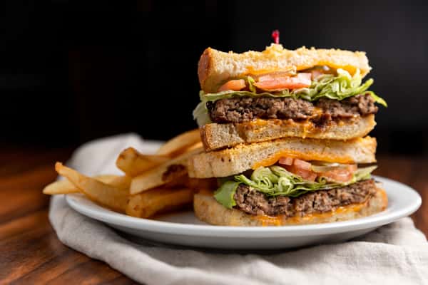 Sourdough Parmesan & Cheddar Burger