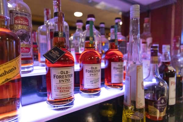assorted liquor bottles