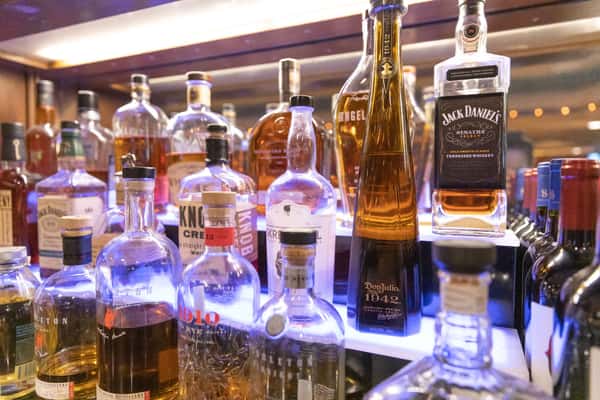 assorted liquor bottles