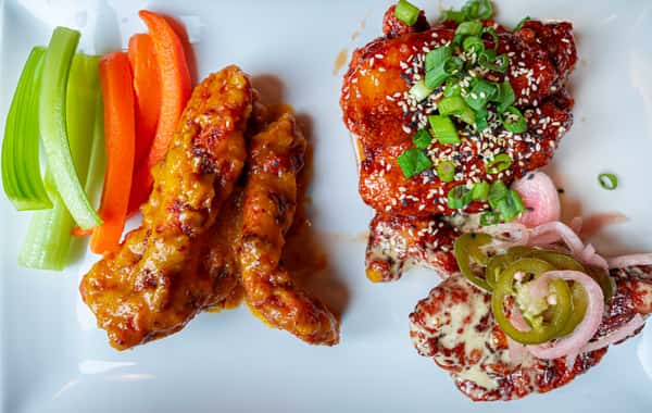 Chicken tenders available in a variety of sauces