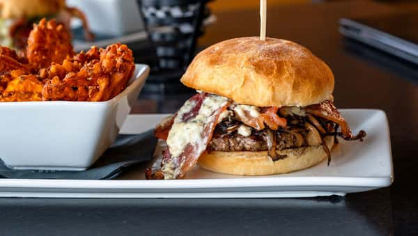 Bleu Cheese Burger with Waffle Fries