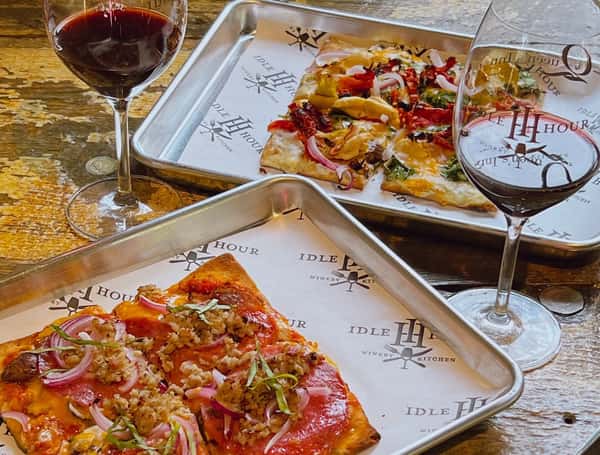 Flatbread and wine