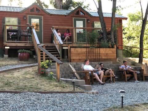 Guests enjoy the shared outdoor spaces on our five acre property.