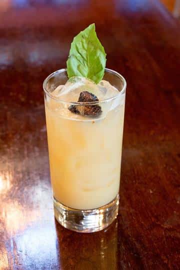 an alcoholic drink sitting on the bar