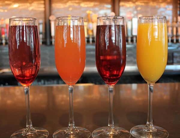 4 alcoholic drinks on the bar