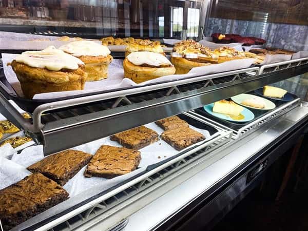 display of various sweets and baked goods