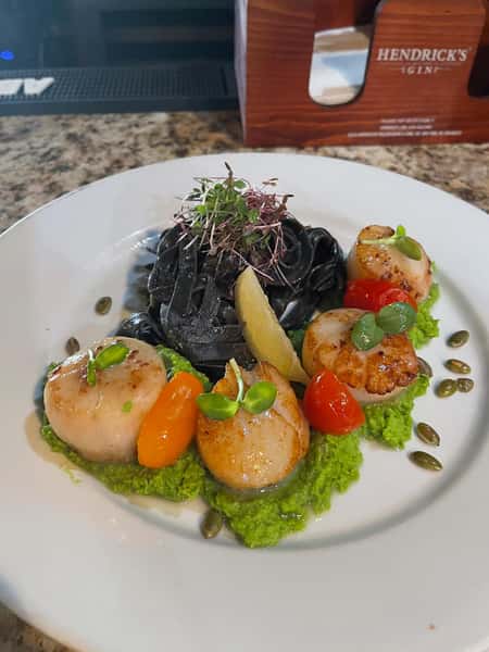 scallops and ink squid pasta