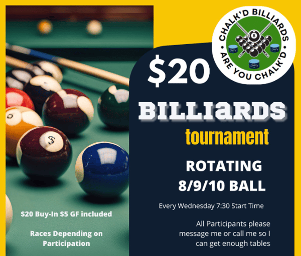 Every Wednesday Billiards Tournament 