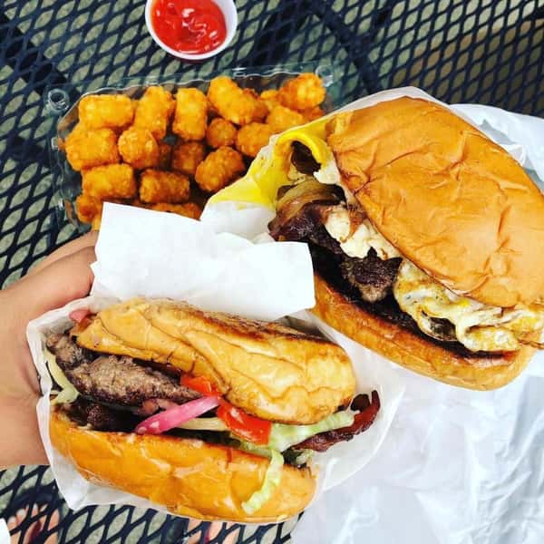 burgers and tots