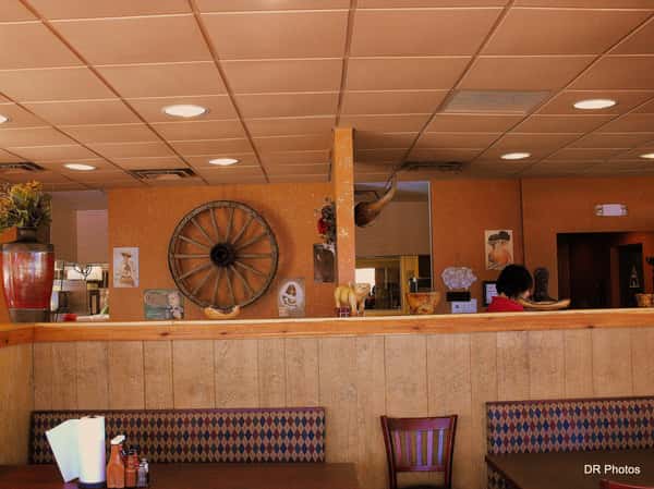 interior of hannah's bbq showcasing all rustic decorations on the walls