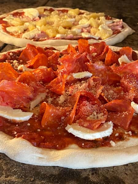 Pizzas up close
