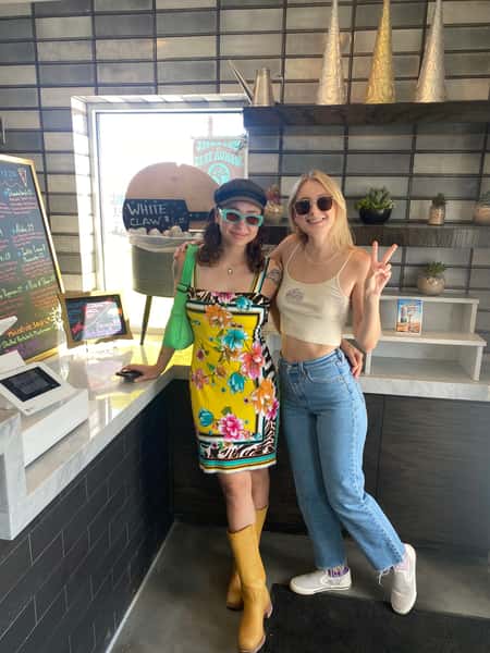 Women posing in restaurant