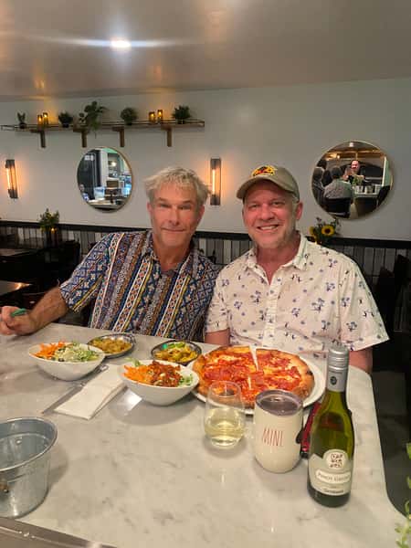 Men sharing meals
