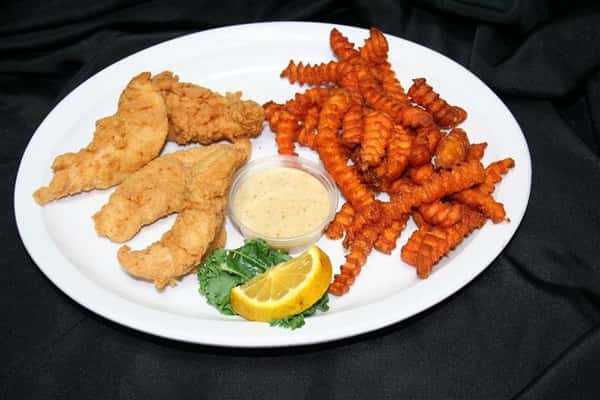 chicken tenders and sweet potato fries