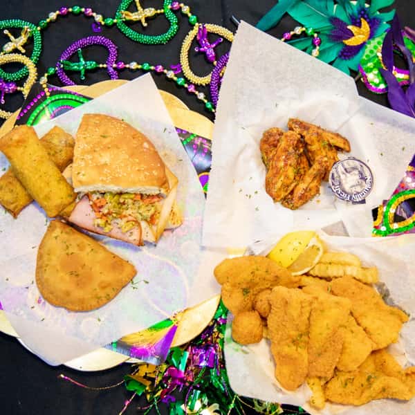 sandwich and fried food