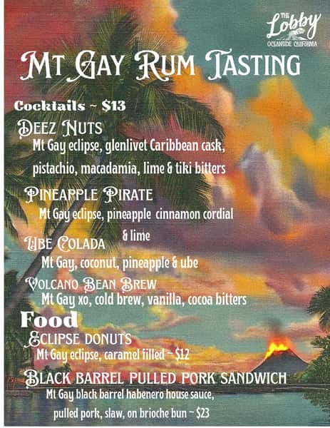 Mt gay menu