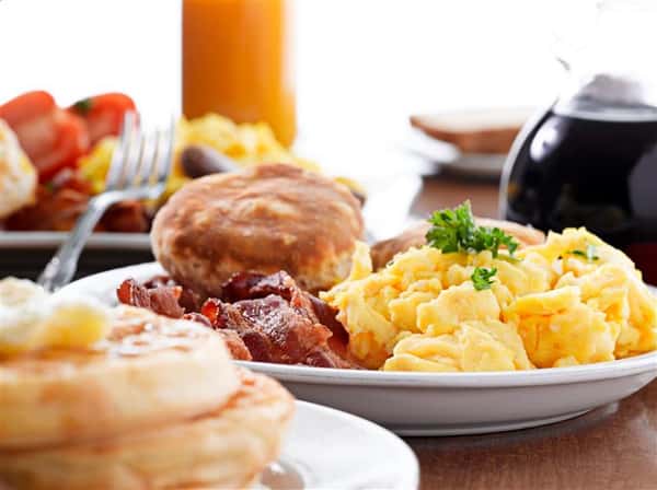 Scrambled Eggs with Bacon & Biscuits