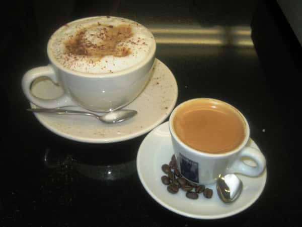 cup of cappuccino with and cup of espresso