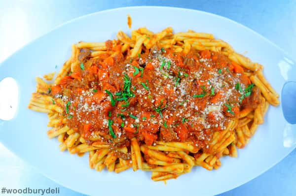 cavatelli pasta with meat sauce
