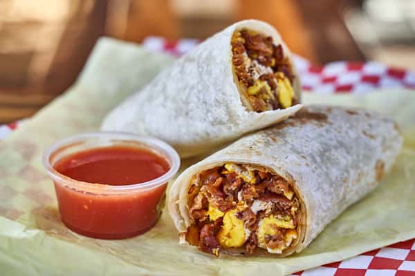 Eggs & Bacon, Sausage or Ham Burro