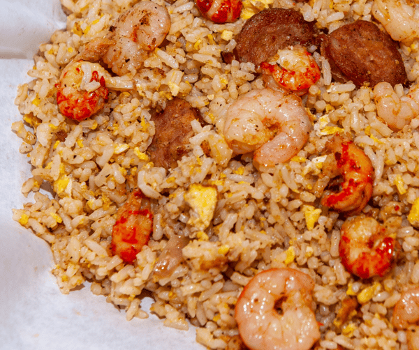 1/2 Pan Cajun Fried Rice 1 Protein (Shrimp or Crawfish Tails)