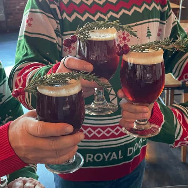 beer and christmas sweaters