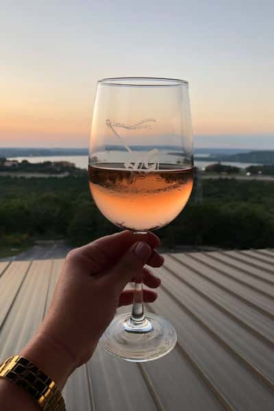 Wine glass with sunset