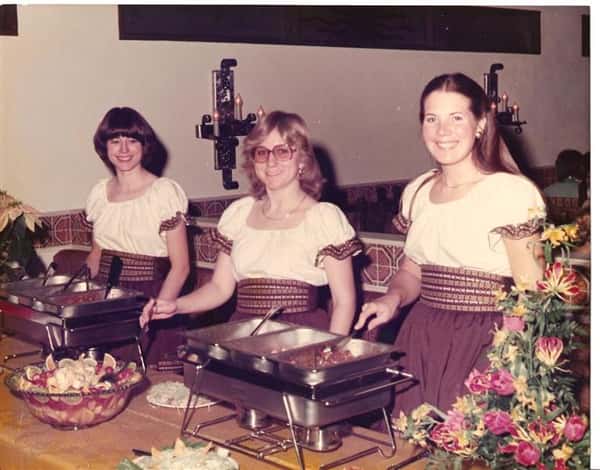 vintage image of three woman waitresses
