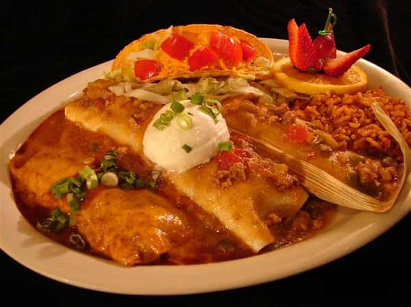 4 Item Combination Plate with tacos and enchiladas