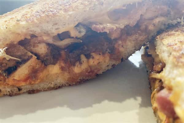 GRILLED CHEESE BUFFALO CHICKEN AND BACON SANDWICH