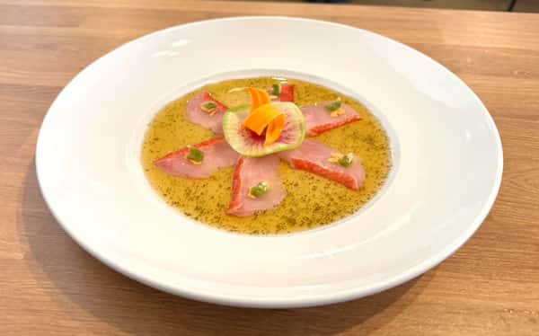 Golden eye snaper shiso ponzu sashimi