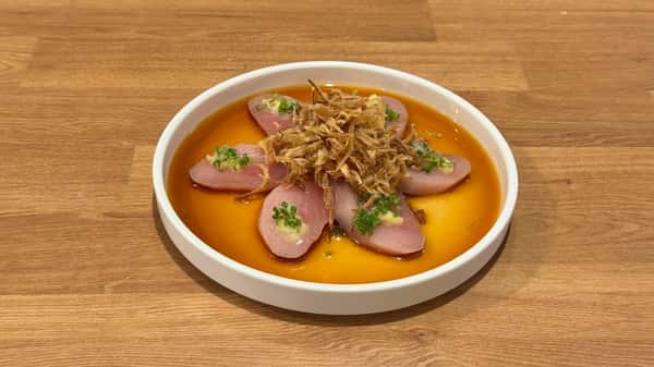 Albacore crispy onion sashimi