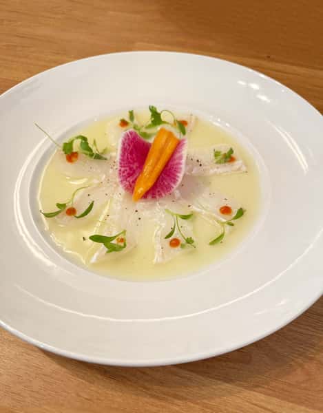 Halibut carpaccio sashimi