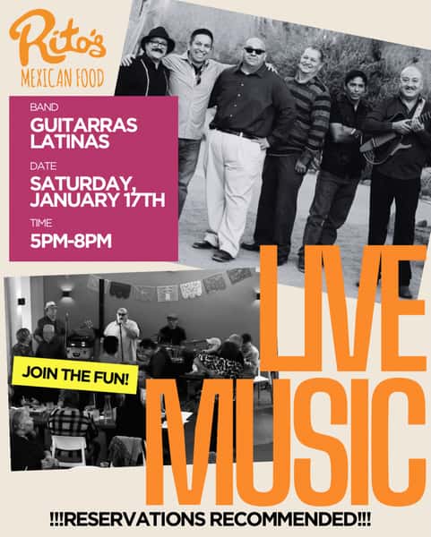 🎶🔥 LIVE MUSIC NIGHT AT RITO’S! 🔥🎶
Get ready to eat, sip, and dance the night away 💃🕺
Rito’s Mexican Food is bringing the rhythm with Guitarras Latinas 🎸✨
📅 Saturday, January 17th
⏰ 5–8 PM
📍 Rito’s Mexican Food (Mesa Riverview)
Enjoy great food, bold flavorful drinks, and live Latin guitar music that’ll have you tapping your feet (and hitting the dance floor)! 🌮🍹🎶
Grab your friends, bring your dancing shoes, and make it a Saturday night fiesta—Rito’s style! 🎉
👉 No cover • All vibes • See you there!
#RitosMexicanFood #LiveMusic #GuitarrasLatinas #LatinVibes #LatinVibes
