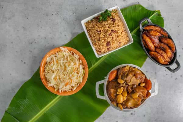 table of caribbean food