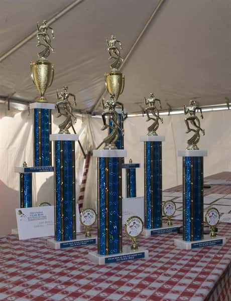 trophys on display
