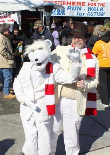 People wearing polar bear costumes