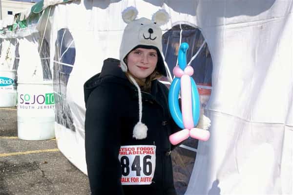 Girl wearing polar bear hat
