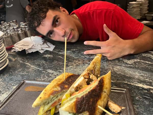 One of our weekly sandwiches (and Matteo)